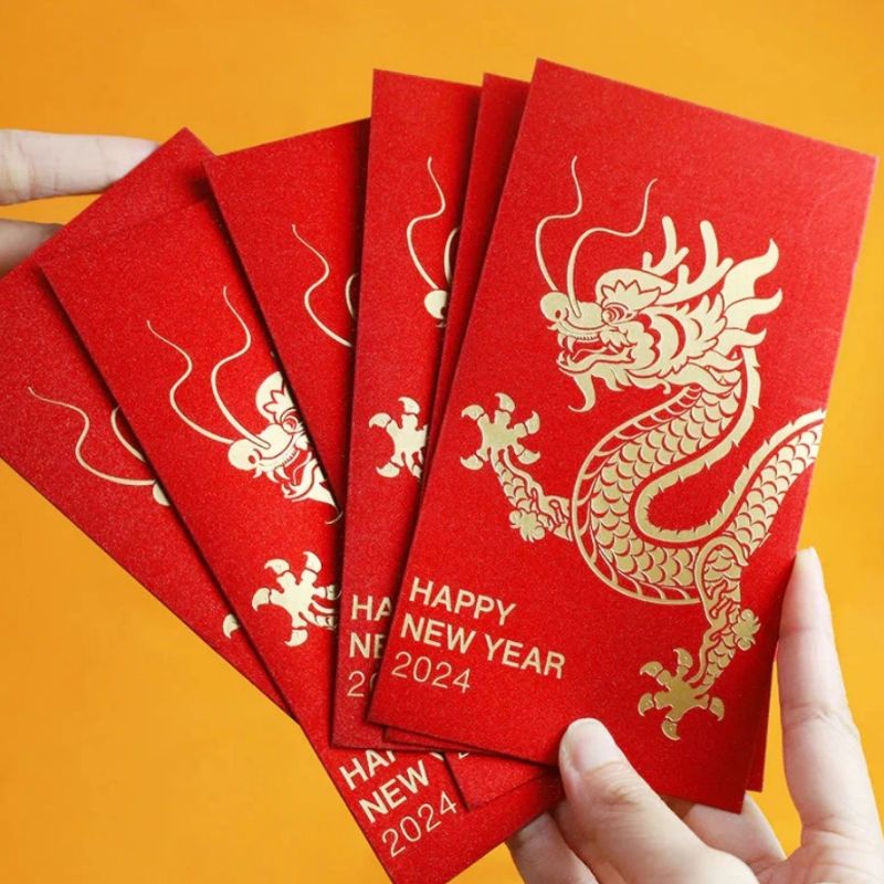 8-trigrams 6Pcs Chinese Red Envelope Year of the Dragon Lucky Money Envelopes 2024 Chinese New Year Dragon Year Envelope
